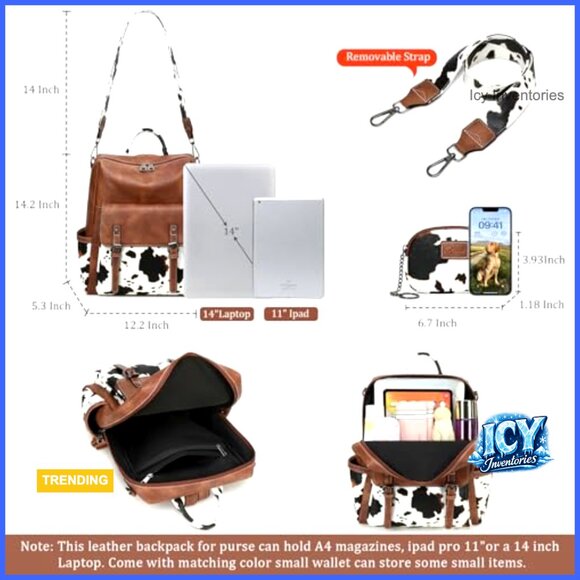 PU Leather Backpack Purse for Women Fashion Work Travel Handbag